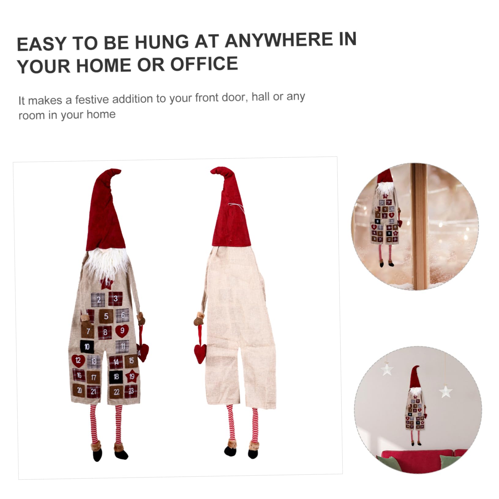 EXCEART Christmas Advent Calendar Hanging Gnome Doll Festive Decoration for Holiday Countdown Design for Home Party for Boys and